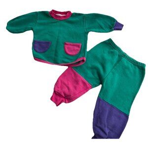 Vintage Trend Basics 1980 Girls Babies New Born Sz 18 Months Outfit Green Pink